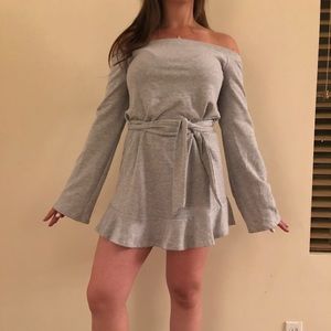 Vintage Off the Shoulder, Grey Sundress (Size S)